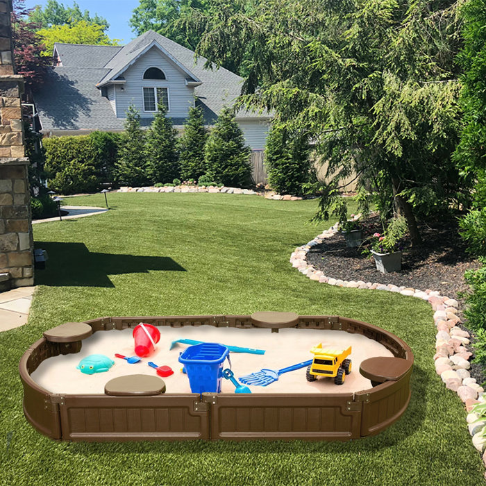 Vandue Corporation 72'' x 8.25'' Plastic Round Sandbox with Cover & Reviews Wayfair